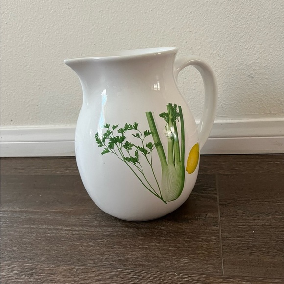 White Ceramic Pitcher with Herb and Lemon Design from Portugal - Picture 13 of 13